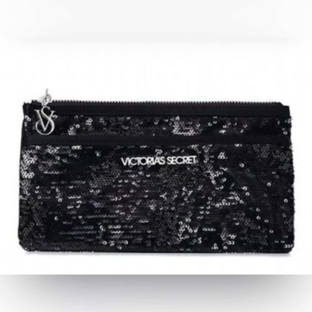 👜 HP 👜 Vintage Victoria's Secret Sequin Clutch Purse Bag Silver/Black